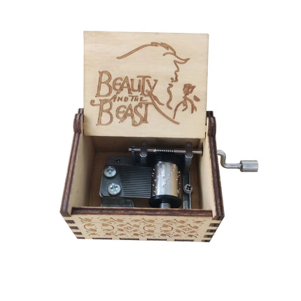 1pc Birthday Music Box Wooden Antique Carved Hand Cranked Classic Theme Music for Christmas Gifts Family Decoration