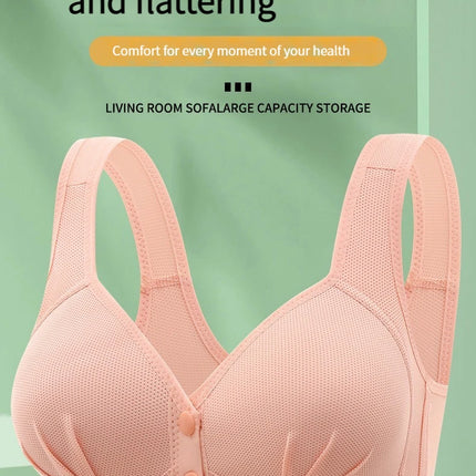 New Large Size Front Closure Mom Back Underwear Thin Section Comfortable Breathable Push Up Bra Glossy Lingerie For Women Sütyen