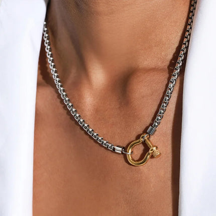 Foxanry Hollow Geometric Necklaces For Women Couples Personality Simple Hip Hop Fashion Clavicle Chain Party Jewelry Accessories