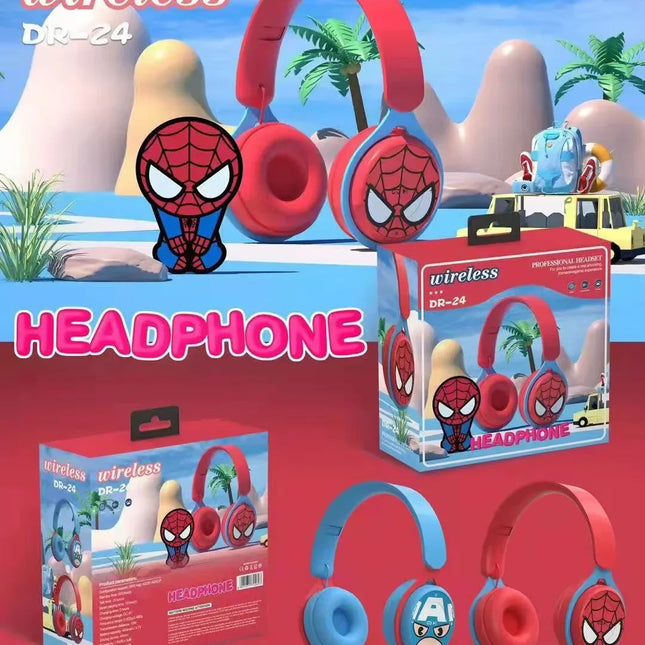 Disney Headphones Foldable HIFI Sound Bluetooth Headsets Spider-Man Series Wireless Earphones Bluetooth for Kids Anime Cartoon