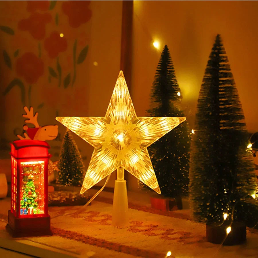Dia 22CM Christmas Tree Topper Stars String Lights USB Powered RGB Changeable Stars Garland Fairy Lights for Holiday Party Decor