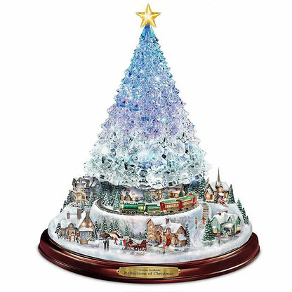 Christmas Tree Rotating Sculpture Train Decorations Paste Window  Stickers