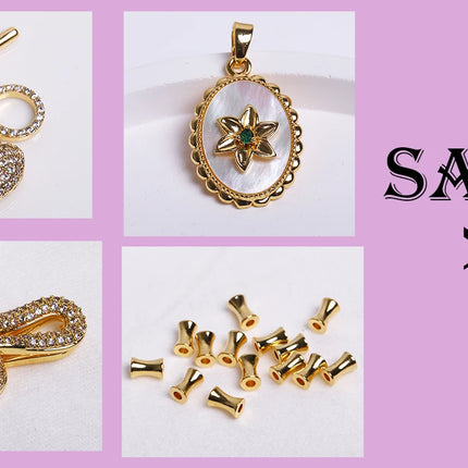 18K Gold Plated Separators For Bead,Spacers Beads For Jewelry Making,Brass Metal Round Beads,DIY Bracelets/Necklace Accessories