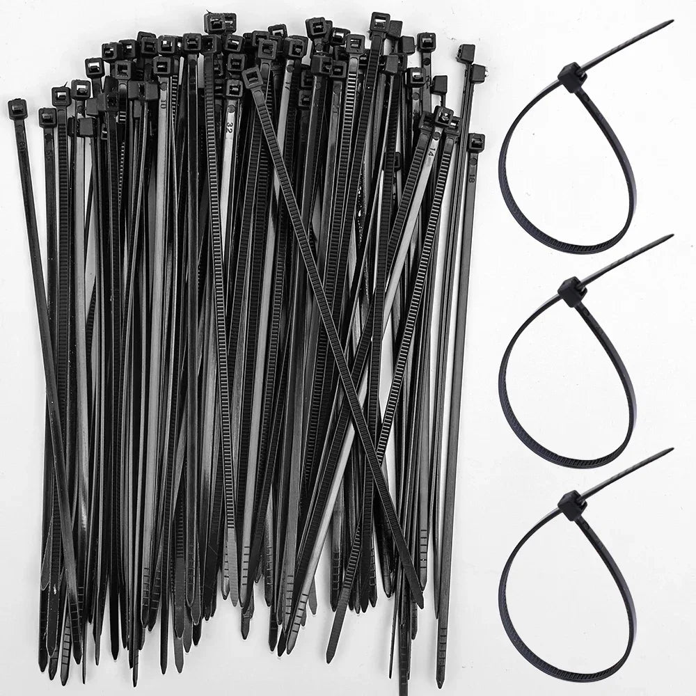 500/100Pcs Wholesale Plastic Nylon Cable Ties Self-locking Cord Straps Adjustable Cables Fastening Loop Home Office Wire Zip Tie