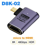 HDMI-compatible Cable Adapter mini micro hdmi to HDMI 2.1 Converter 48Gpbs 8K60HZ 4K120HZ for HDTV Projector PS4 PS5 Laptop PC