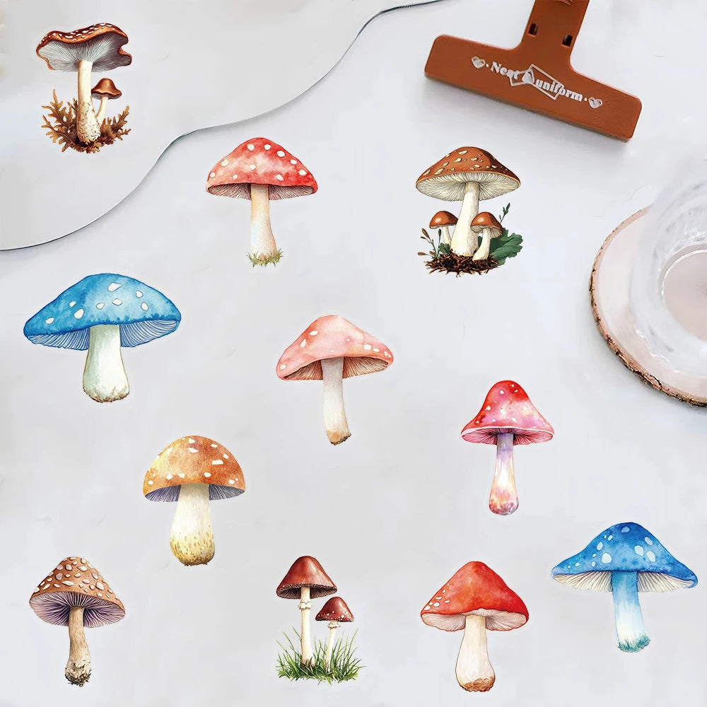 50PCS Kawaii Mushroom Stickers Nostalgia Cartoon Decals Laptops Luggage Diary Skateboards Cool Guitar Motorcycle Sticker Design﻿