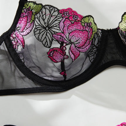 Summer Young Girls Floral Lingerie Hot Transparent Cheap Lingerie set Sexy Two Piece Bras Panty Brief Underwear  Sets