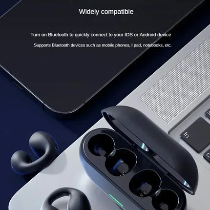 NEW Bluetooth 5.3 Wireless Bone Conduction Headphones T75 Clip Ear Music Noise Canceling Headset HD Call Sports Gaming Earphone