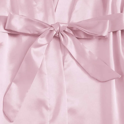 4Pcs/Set Women' Silk Satin Pajamas Set Lingerie Sexy Floral Lace Cami Spaghetti Strap Top and Satin Shorts with Robe Sleepwear