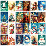 50PCS 15x10cm Merry Christmas Card Strong Visual Experience Note Greeting Postcard Xmas Tree Deer Package Wrapping Decor Gift
