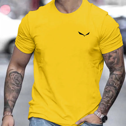 Men's Summer Loose Size 100% Cotton Bird Print Slim Fit Casual Round Neck Short Sleeve T-shirt Top