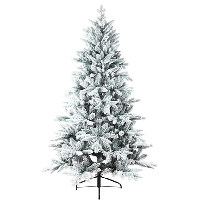 5FT/7FT Artificial Christmas Tree Holiday Decoration Flocked Xmas Tree with Sturdy Metal Stand Auto-Spread/Close up