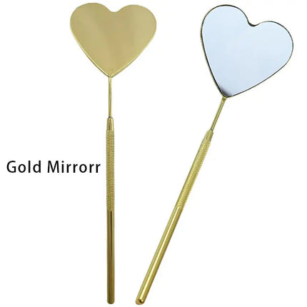 1pcs Heart Shape Eyelash Mirror Magnifying Long Handle Mirror For Checking False Eyelashes Extension Supplies Beauty Makeup Tool
