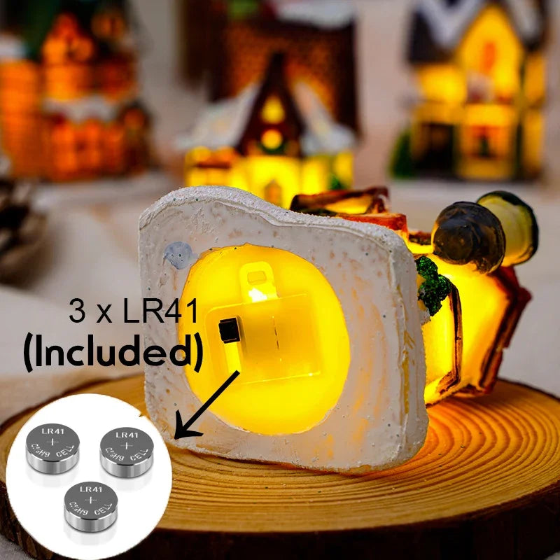 1~6pcs LED Night Light Christmas Ornaments 2024 Luminous Castle Snow House Sculpture Xmas Decoration for Home New Year Navidad