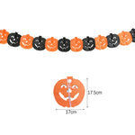 Halloween Hanging Banner Garland Bunting Pumkin Ghost Bat Paper Banner Door Hanging Ornaments Halloween Xmas Party Decoration