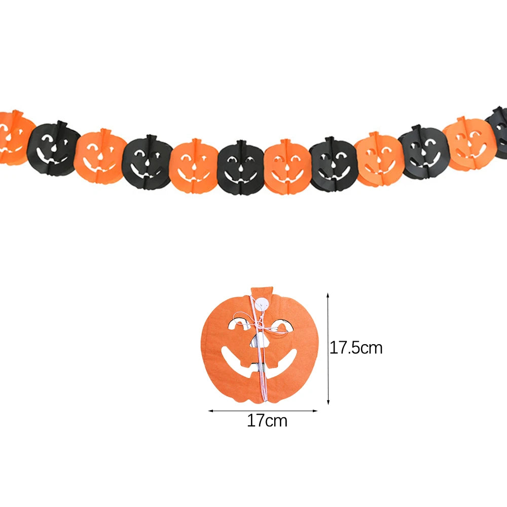 Halloween Hanging Banner Garland Bunting Pumkin Ghost Bat Paper Banner Door Hanging Ornaments Halloween Xmas Party Decoration