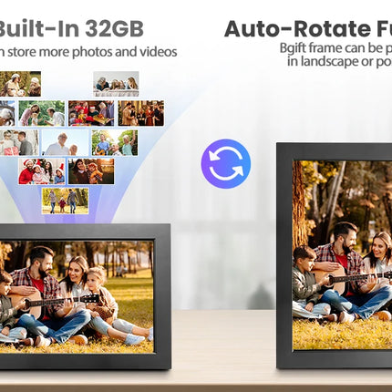 Digital Picture Frame10.1 Inch 32G WiFi Photo Frame 1280x800 HD IPS Touch-screen Auto Rotation Photo Sharing Via APP Decorative