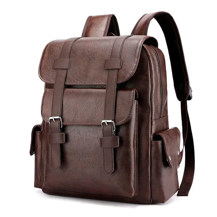 Korean Version Soft PU Leather Backpack For Men And Women Casual Trend High School Students Computer Travel Backpacks Wholesale