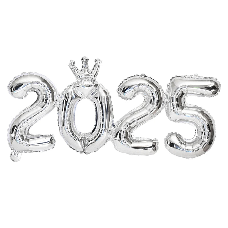 2025 Crown Number Foil Balloons Happy New Year Eve Party Decoration Photo Booth Props Supplies Christmas Home Decor Navidad 2024