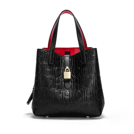 Classic Style Fashion Retro Craft New 2024 Women'S Handbag Letter Printed Metal Accessories Large Capacity Solid Color