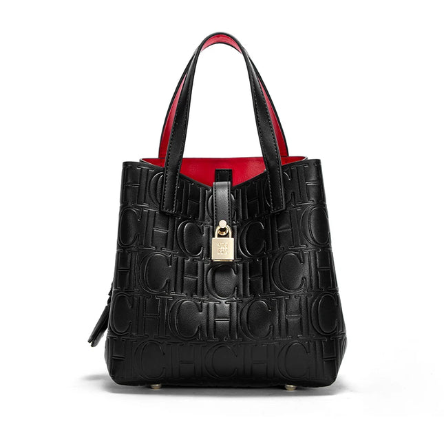 Classic Style Fashion Retro Craft New 2024 Women'S Handbag Letter Printed Metal Accessories Large Capacity Solid Color