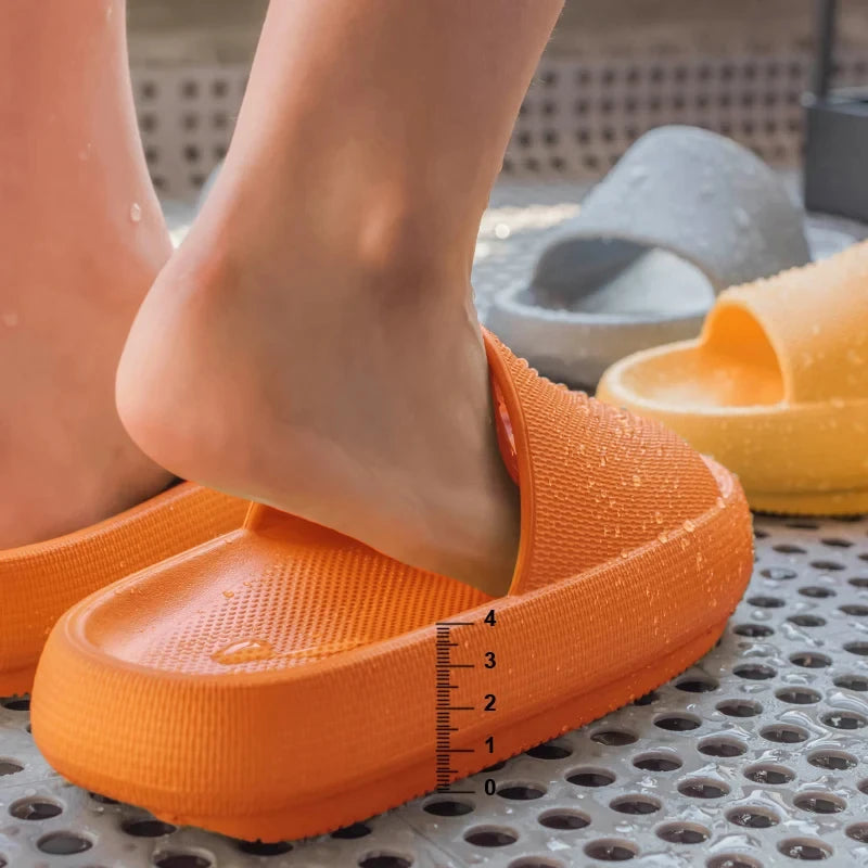 Women's Slippers Summer Indoor Light Thick Soft Sole Bathroom Non-slip Cushion Slides Comfort Home Men Beach Outdoor Shoes