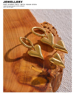 Yhpup Stainless Steel Chic Heart Huggie Hoop Earrings Charm Gold Color Tarnish Free Trendy Fashion Jewelry for Women Bijoux