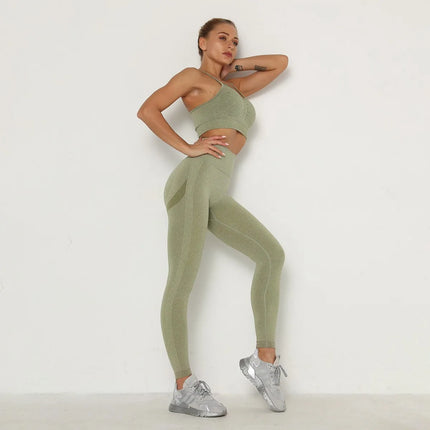 Women'sGym Tracksuit Fitness Yoga Sets Sportswear Workout Bra+High Waist Leggings Gym Clothing Seamless Bra Suit Sports Suits