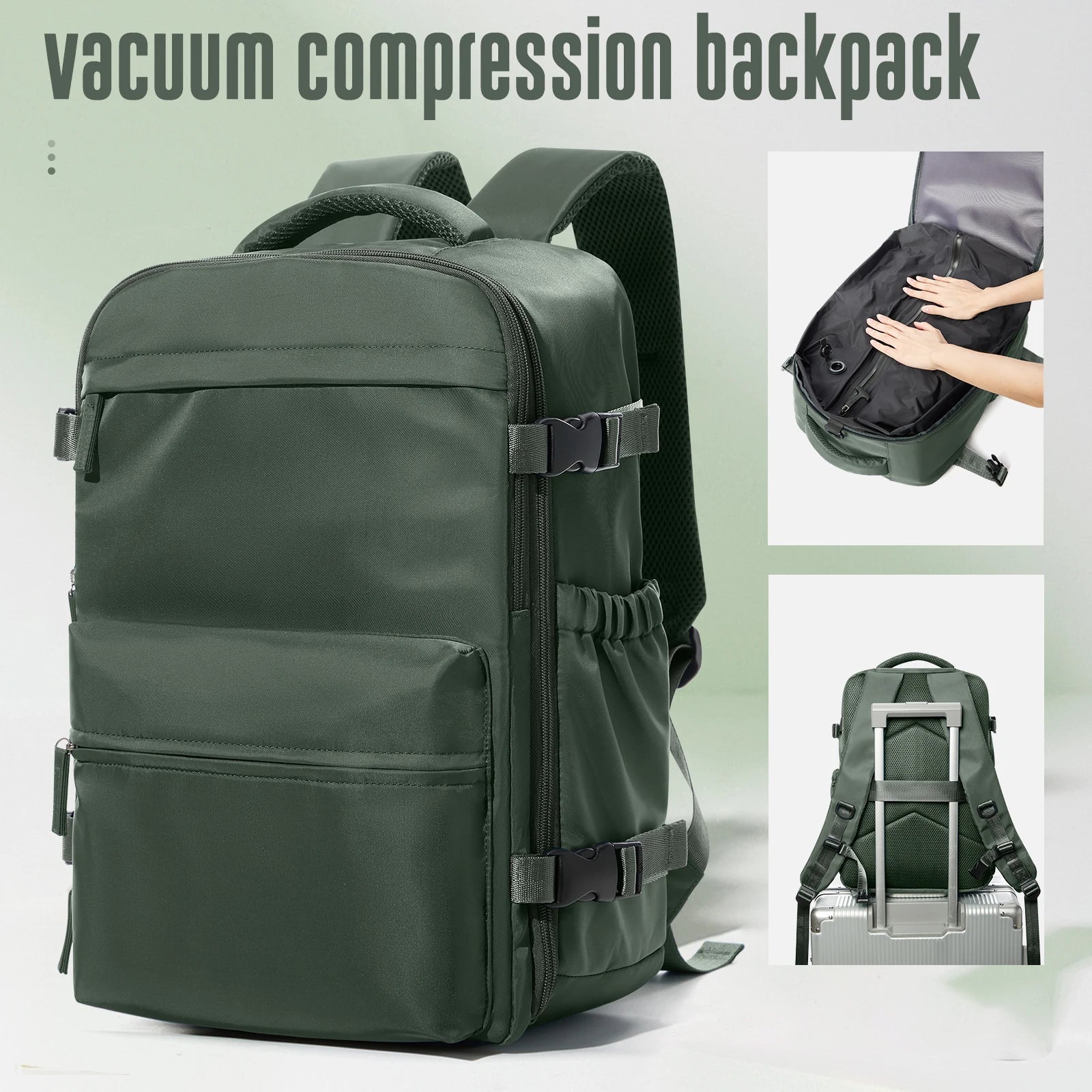 Vacuum Backpack Travel Bag for Men Large Capacity Backpack Business Laptop Backpack Women Men Expandable Backpack School Bag