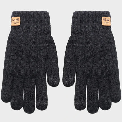 Men Knitted Thick Thermal Full Finger Gloves Women Men Fashion Winter Outdoor Warm Wool Driving  Gloves Touchscreen Mittens