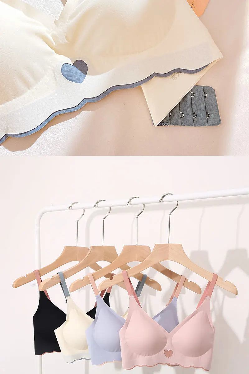 3Pcs Adjustable Beauty Back Bra Intimates Gather No Steel Ring Sports Anti-Sagging Bra French Color Contrast Seamless Underwear