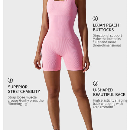 High Elastic Integrated Tight Fitting Jumpsuit Aerial Beauty Back Yoga Suit Seamless Jumpsuit for Women