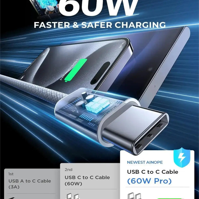 Fro iPhone 15 Pro Max 60W PD Woven Fast Charging Braided Cable 15Pro USB-C 15 Plus Type-C Data Cable