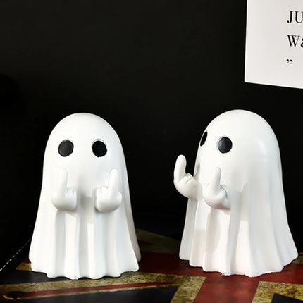 Middle Finger Cute Ghost Statue, Ghosts Small Scary Ghost Figurines, Halloween Home Decorations, Coffee Table Centerpieces Shelf