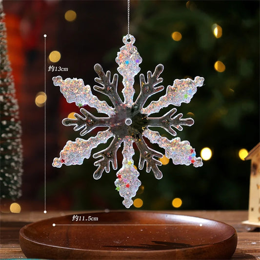 1Pcs Crystal Clear Snowflake Christmas Tree Pendants Icicle Decorations For Holiday Winter Party Transparent Hanging Ornament