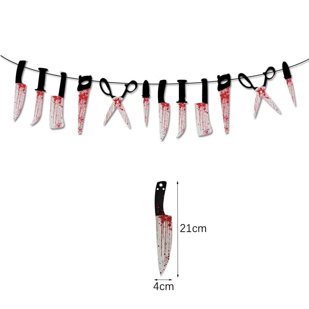 Halloween Hanging Banner Garland Bunting Pumkin Ghost Bat Paper Banner Door Hanging Ornaments Halloween Xmas Party Decoration