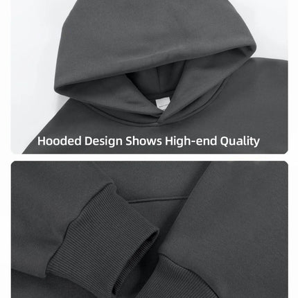 16.9oz 480gsm Heavy Weight Cotton Plus Velvet Hooded Sweater Men Thickened Tight Polar Fleece Pullover Hoodie Women Sweatshirt