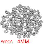 50pcs Stainless Steel Daisy Snowflake Flower Spacer Beads Gold Plated Loose Bead Cap for DIY Needlework Jewelry Making Bracelet