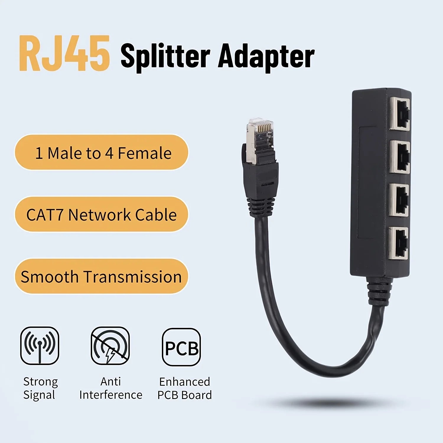 Ethernet Splitter, RJ45 1 Male to 4 x Female LAN Ethernet Splitter Adapter Cable Suitable Super Cat5,Cat5e,Cat6,Cat7 LAN Adapter