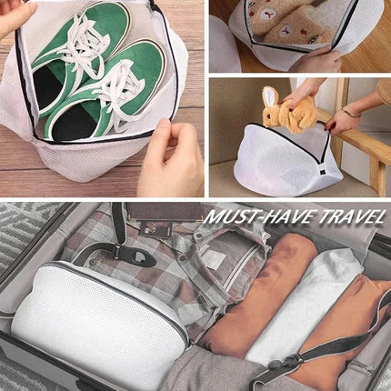 Mesh Laundry Bag Washing Machine Shoes Bag with Zips Travel Shoe Storage Bags Protective Clothes Storage Box Organizer Bags