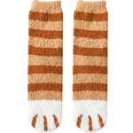 Autumn Winter Coral Velvet Socks Cute Cat Claw Socks For Women Children Girls Middle Tube Thickened Sleep Socks Home Floor Socks