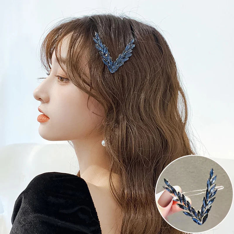 Luxury Shining Crystal Hair Clip For Women Korean V Shape Buckle Hairpins Girls Hair Accessories Headwear Fashion Ornaments Gift