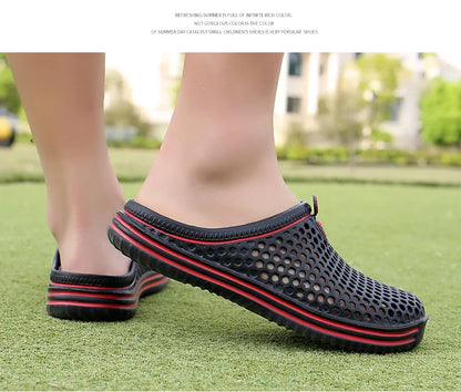 YRZL Men Summer Shoes Sandals Men's Holes Sandals Hollow Breathable Flip Flops Clogs Shoes Fashion Beach Slippers Big Size 45