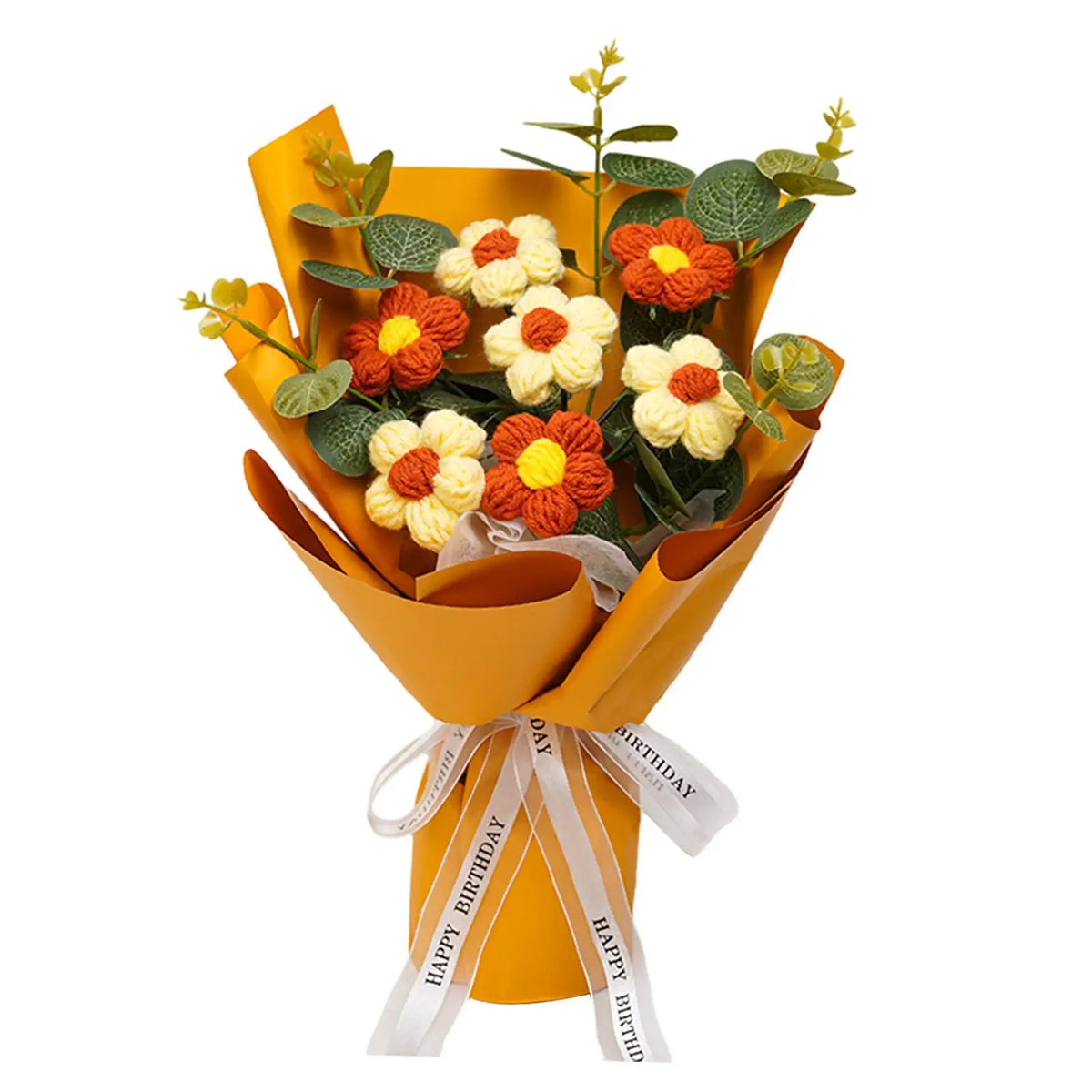 Crochet Flower Bouquet Mother's Day Decoration Spring Knitted Flowers for Girl Friend Valentine's Day Party Desktop Festival