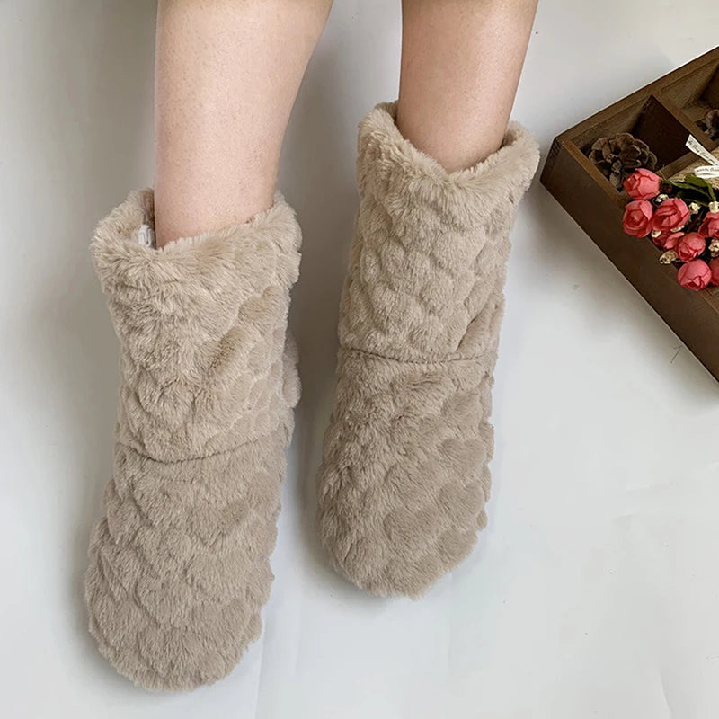 Winter Women Slippers Shoes Winter Couple Floor Socks Adult Non-Slip Thickening Velvet Indoor Dance High-Tube Slippers