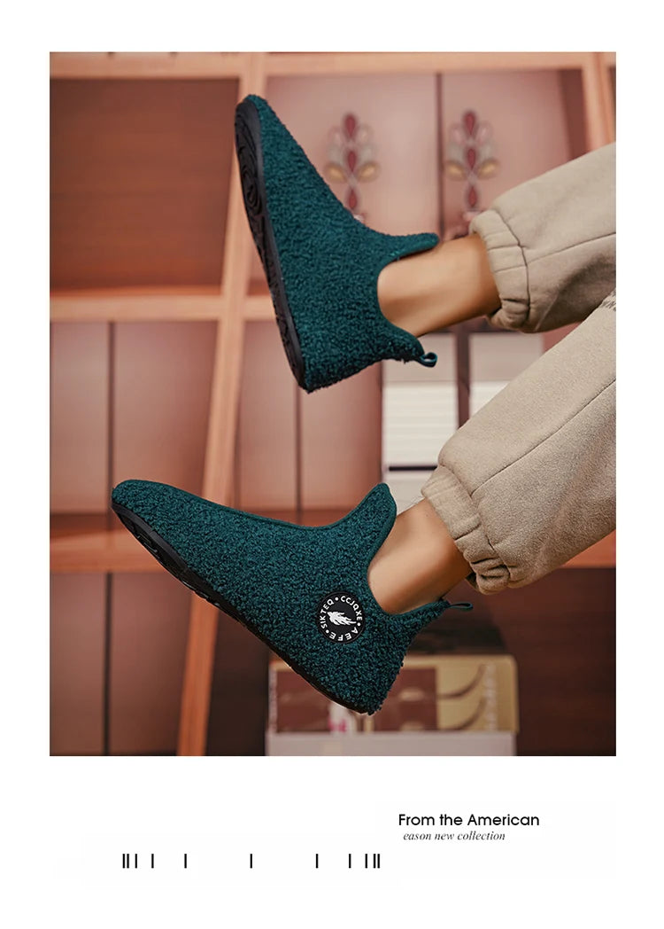 Winter Slippers Men Couples Slippers Non-slip Warm Women and Men Slipper Indoor Soft Shoes Comfortable Flat Home Cotton Shoe