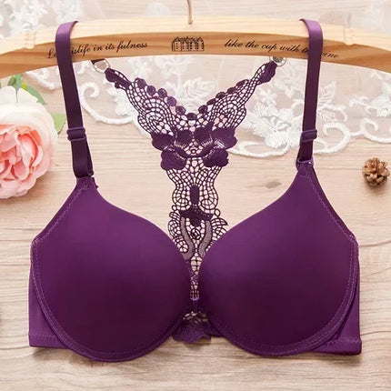 Sexy lace Women's underwear The anterior Y type beauty bra smooth thin girl underwear
