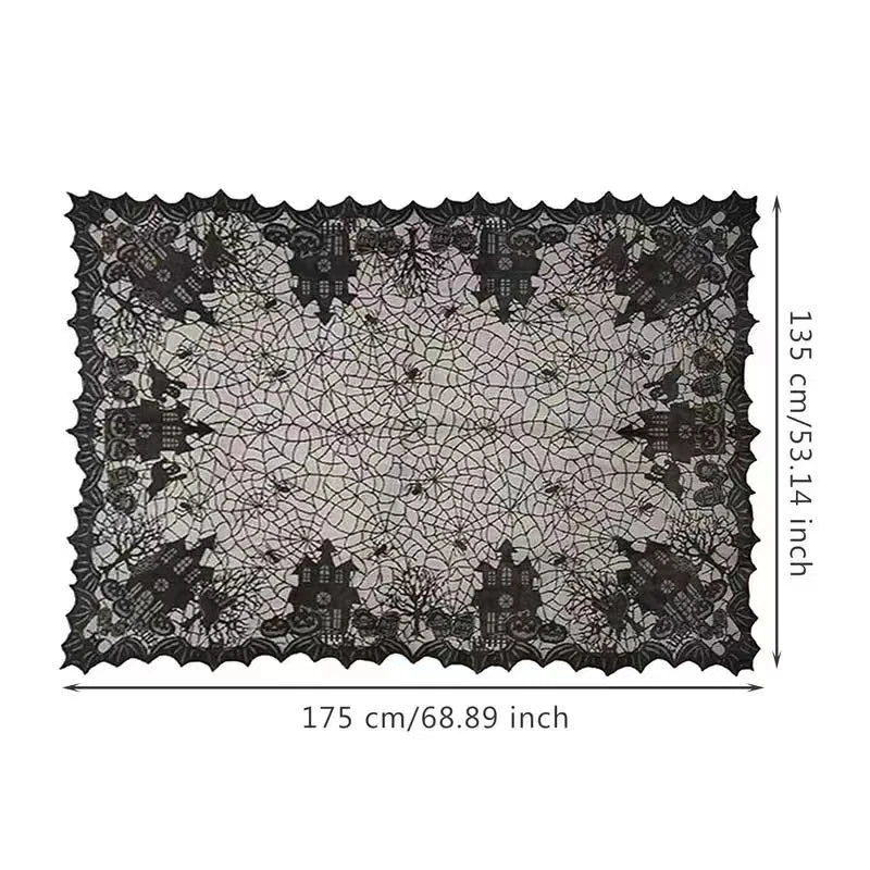 Halloween Lace Table Runner Black Spider Web Tablecloth Fireplace Cover Mantel Halloween Decoration 2024 Home Party Cloth Cover