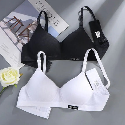 Cotton Women's AB cup Bra Underwear Wireless Gathering Comfortable V-Bra Women's Upward Push Underwear