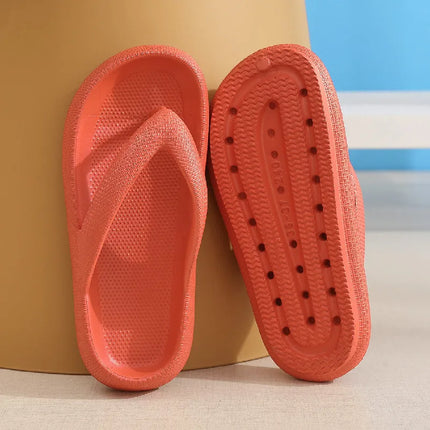 Rimocy Soft Sole EVA Women's Flip Flops 2023 Summer Beach Non-slip Cloud Slippers Women Thick Platform Clip Toe Bathroom Slides